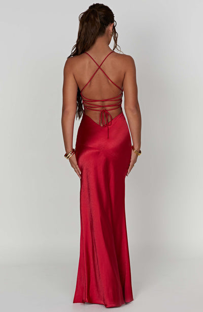 Amara™ | Satin Schlitz Maxi Kleid