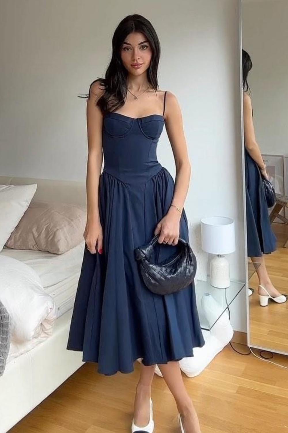Alina™ | Seiden Linie Midi Kleid