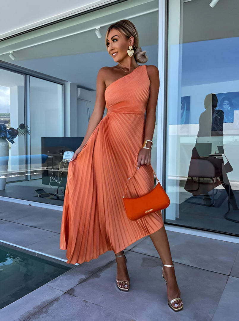 Celeste™ | Maxikleid mit einer Schulter und Falten