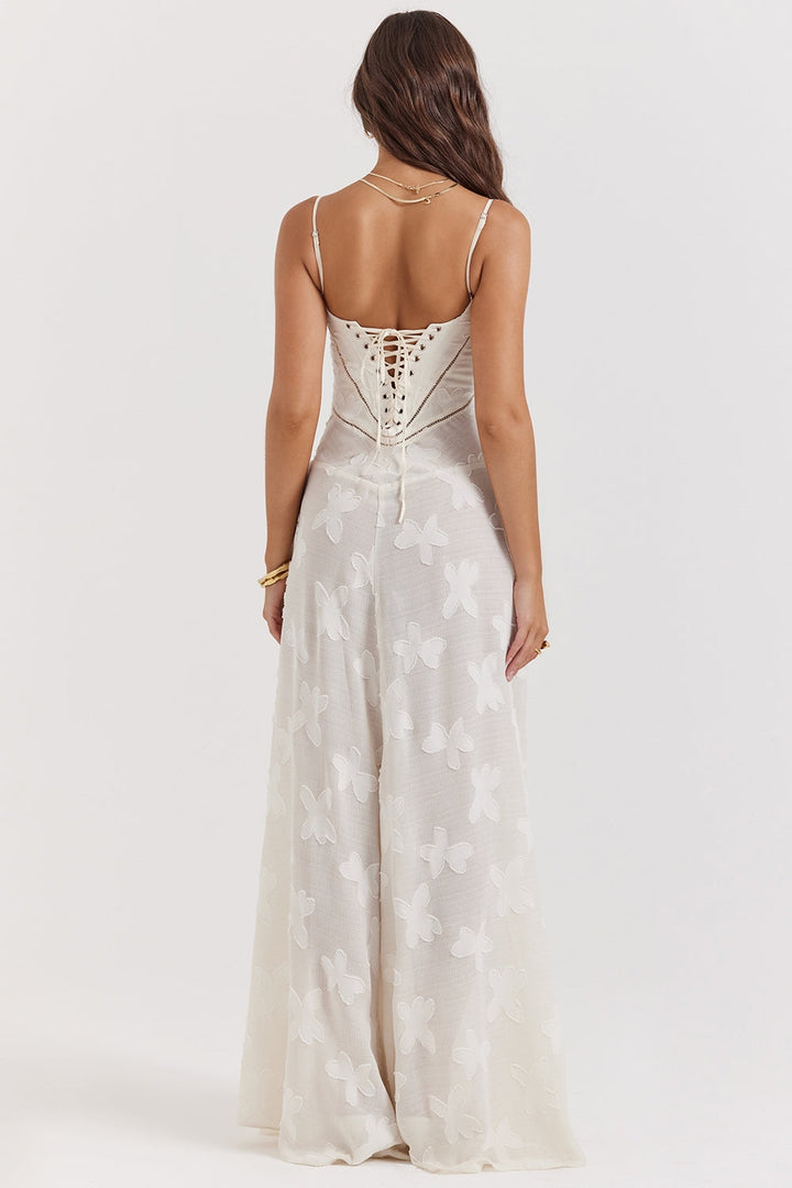 Seren™ | Vintage Floral Lace Back Maxi Dress