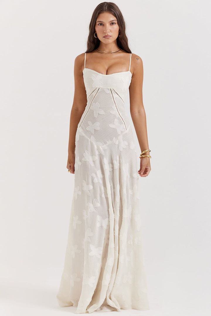 Seren™ | Vintage Floral Lace Back Maxi Dress