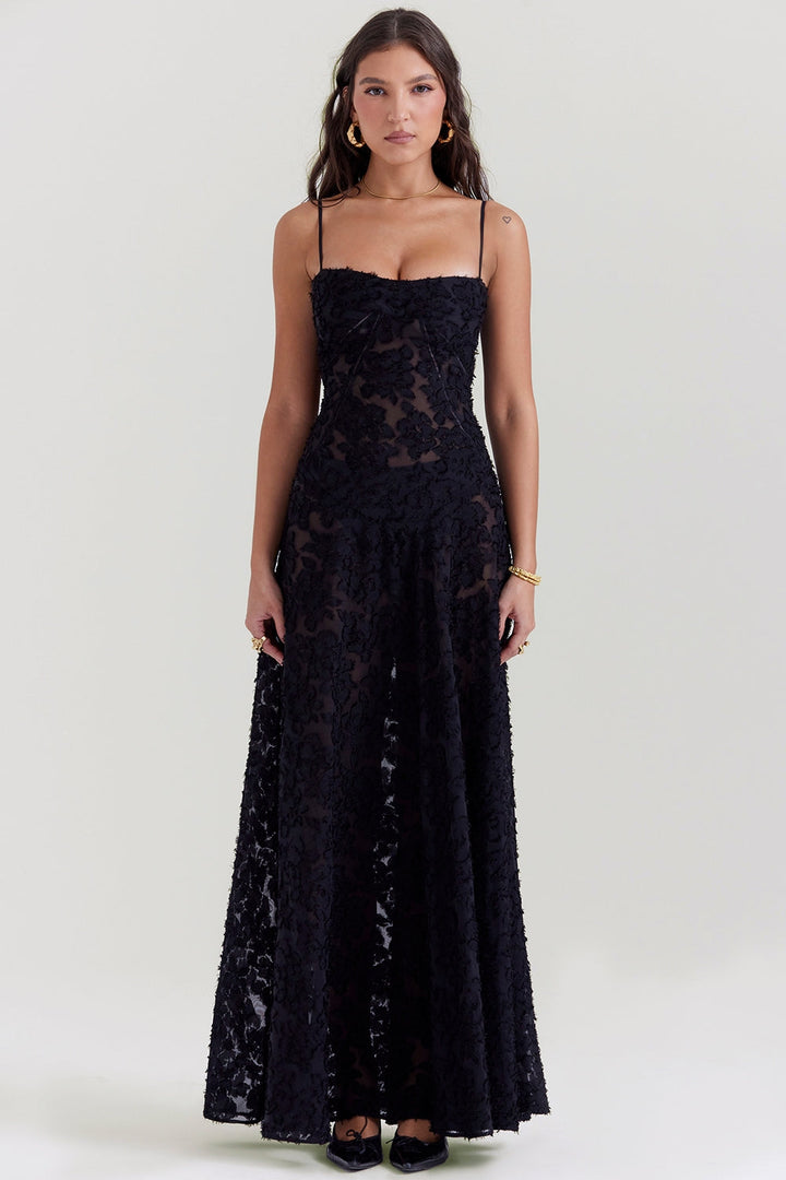 Seren™ | Vintage Floral Lace Back Maxi Dress