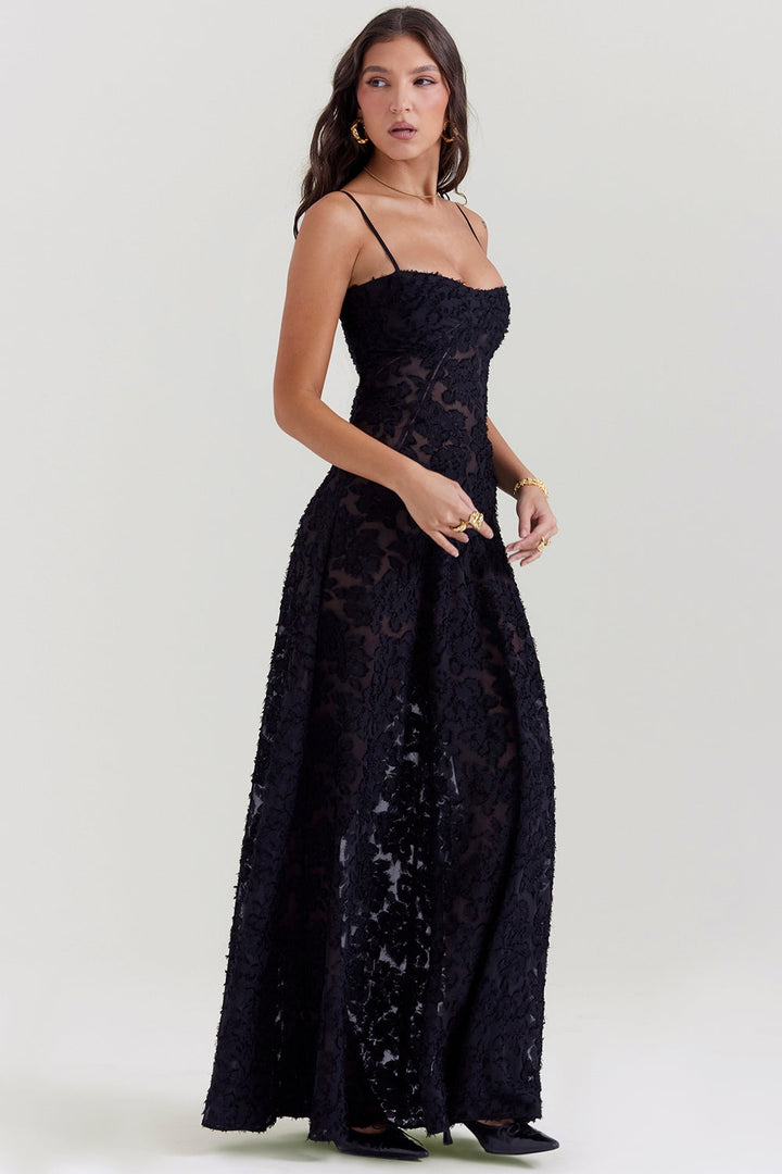 Seren™ | Vintage Floral Lace Back Maxi Dress