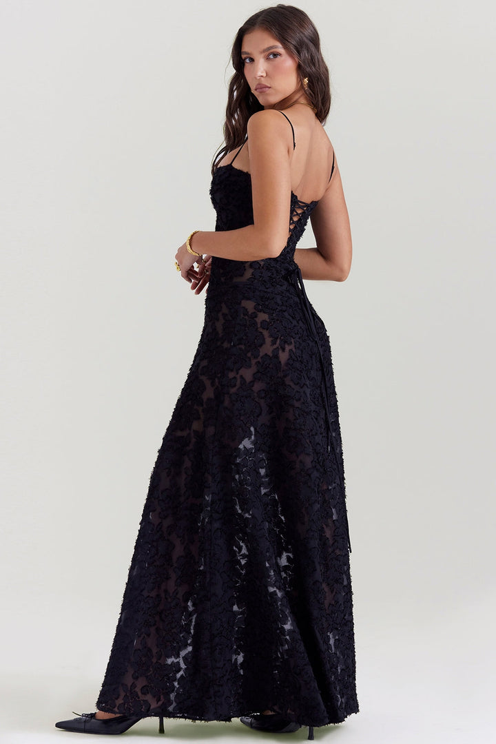 Seren™ | Vintage Floral Lace Back Maxi Dress