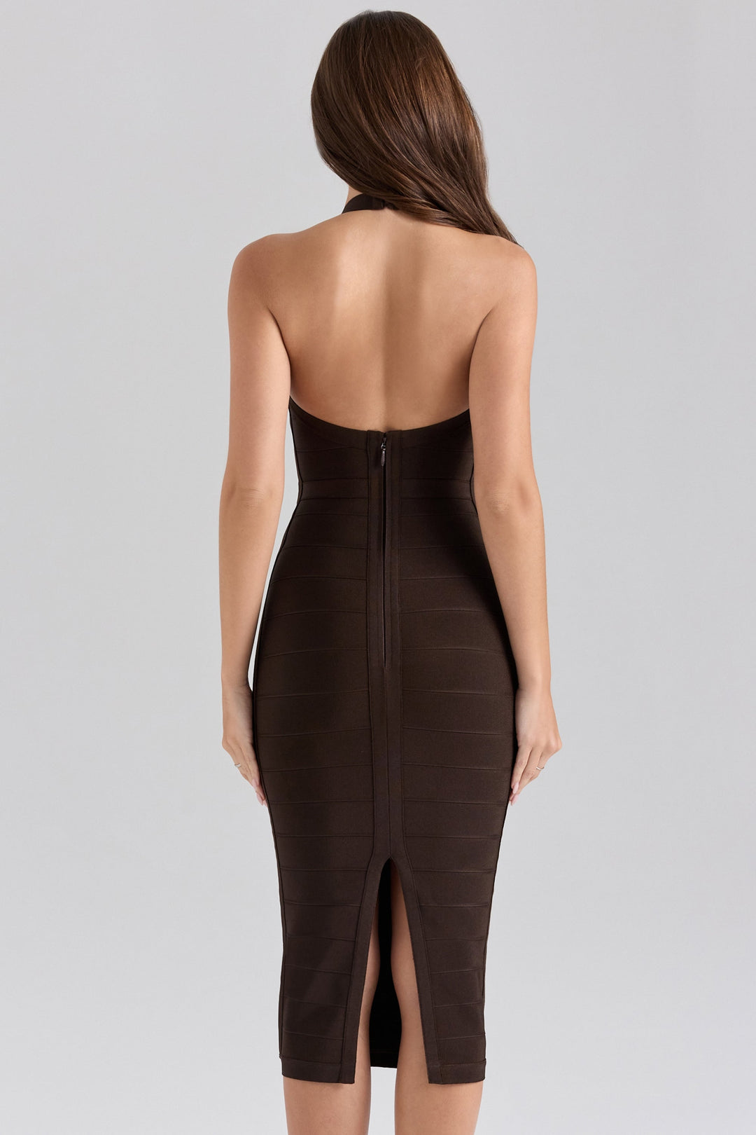 Rhea™ | Schokoladen-Halter-Midi-Kleid