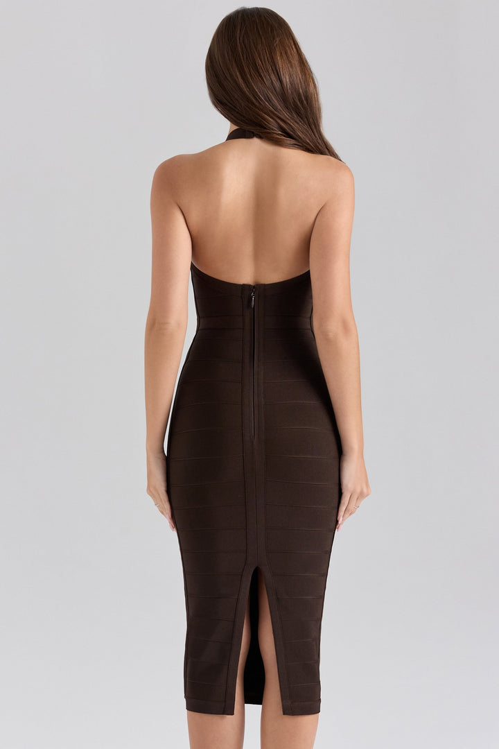 Rhea™ | Schokoladen-Halter-Midi-Kleid