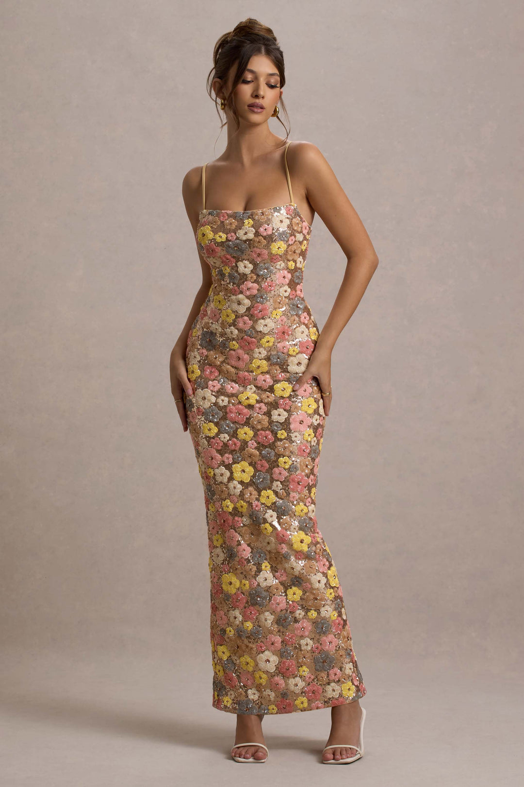 Sienna™ | Pailletten Blumen Maxikleid