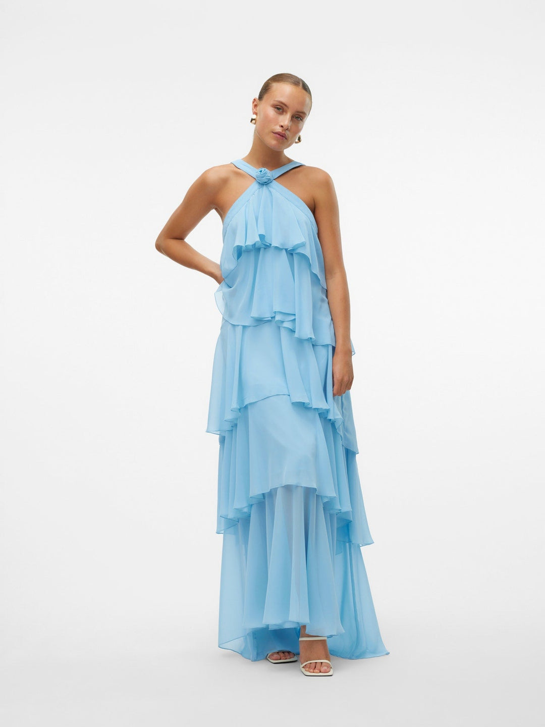 Vera™ | Geschichtetes Pflaumen-Rüsch-Maxikleid