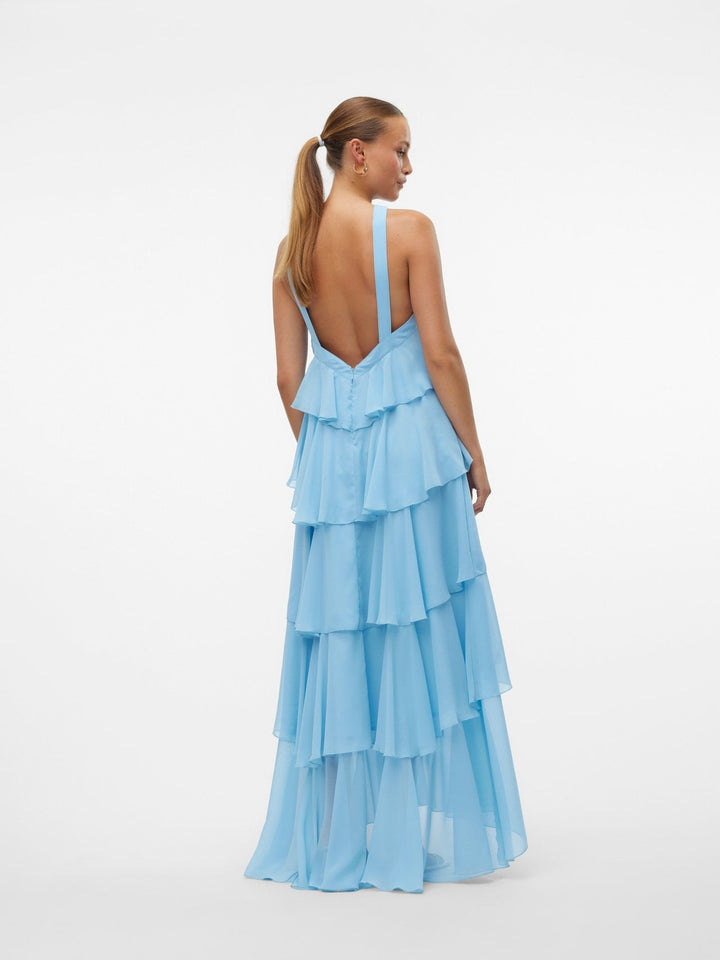 Vera™ | Geschichtetes Pflaumen-Rüsch-Maxikleid