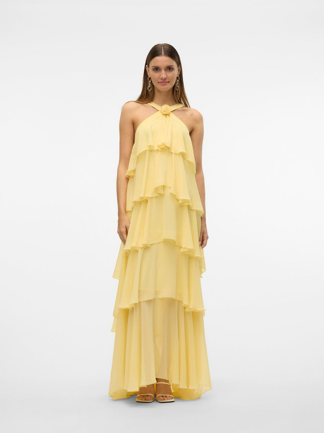 Vera™ | Geschichtetes Pflaumen-Rüsch-Maxikleid