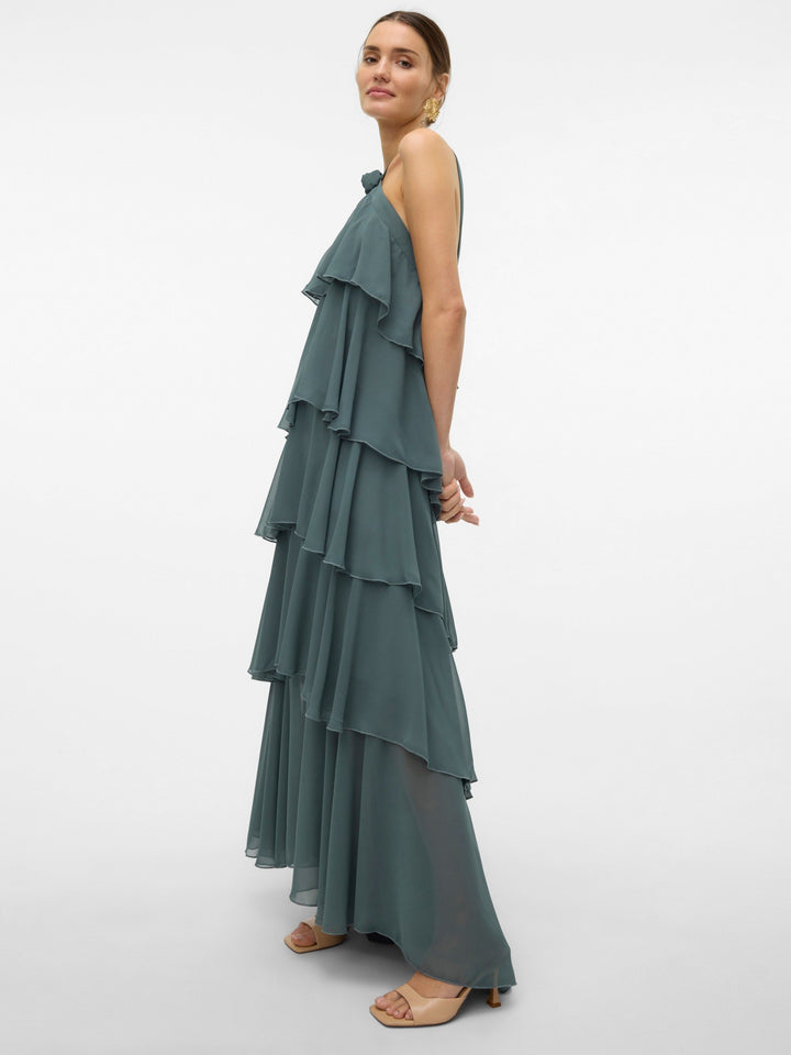 Vera™ | Geschichtetes Pflaumen-Rüsch-Maxikleid