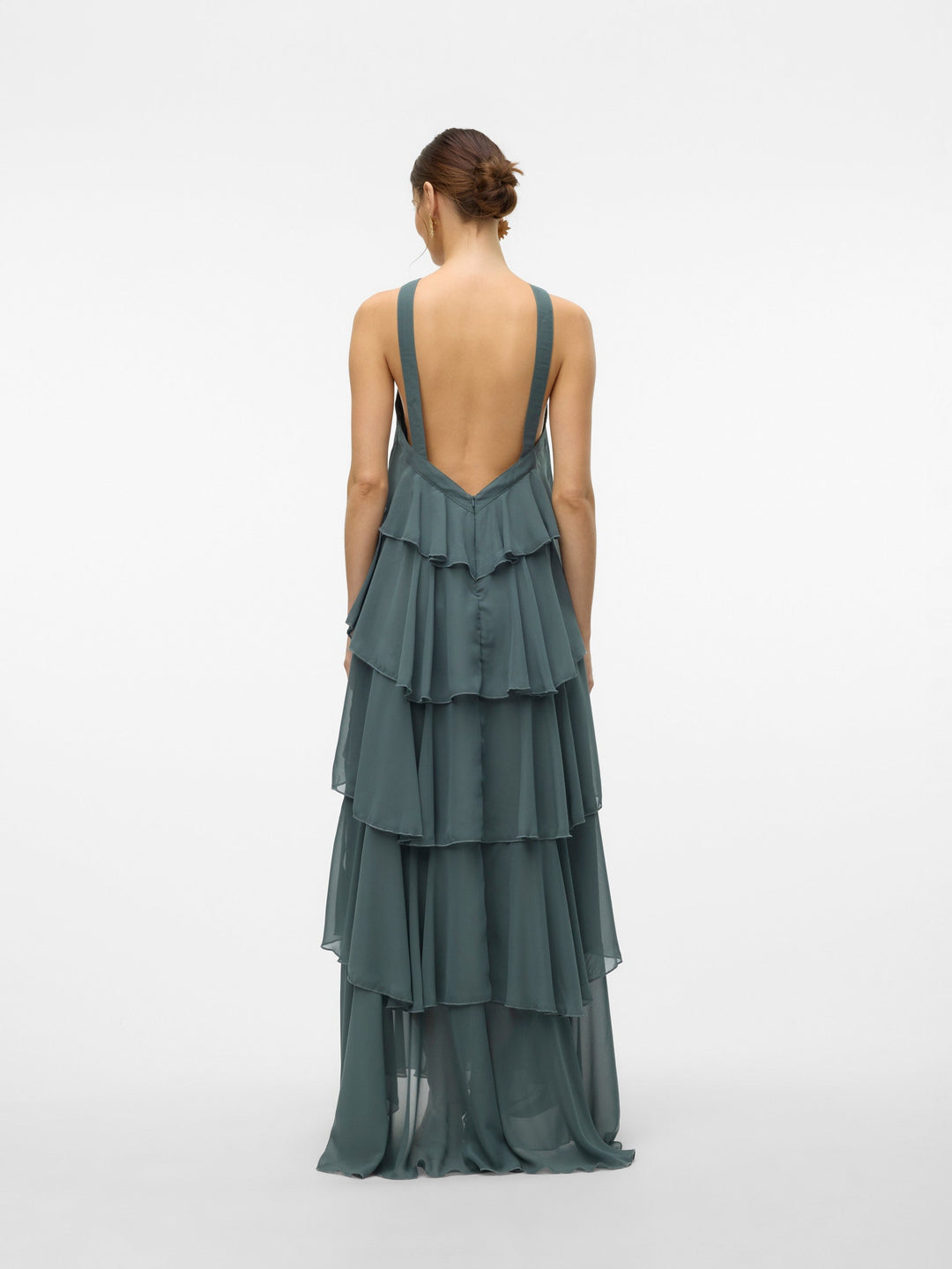 Vera™ | Geschichtetes Pflaumen-Rüsch-Maxikleid