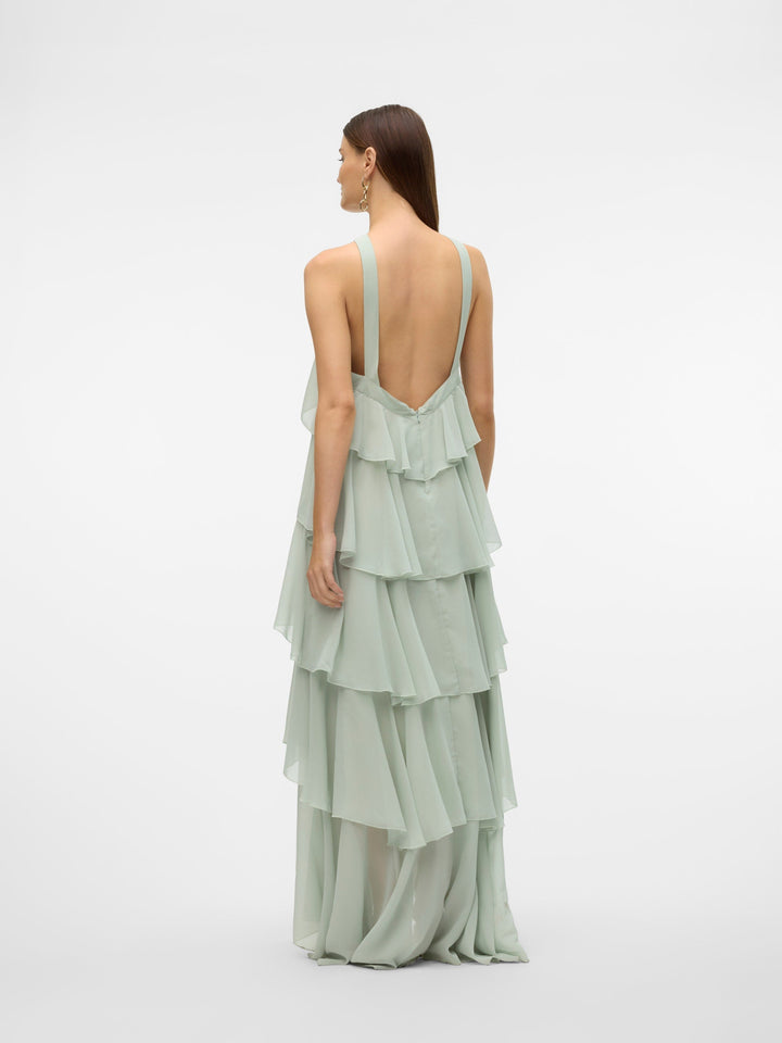 Vera™ | Geschichtetes Pflaumen-Rüsch-Maxikleid