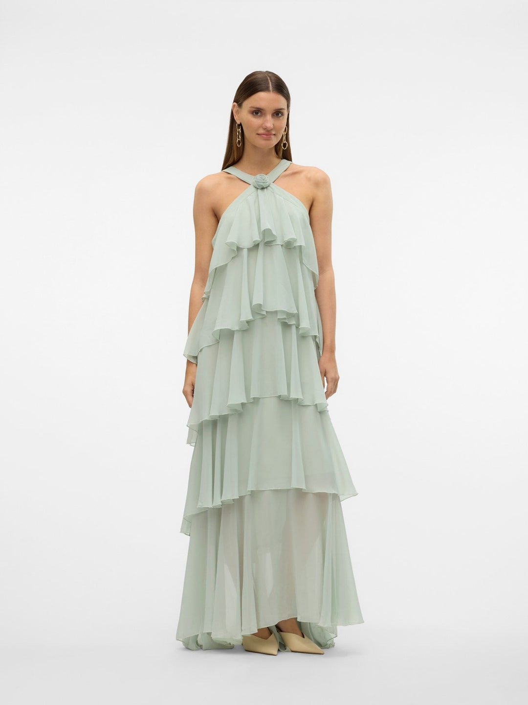 Vera™ | Geschichtetes Pflaumen-Rüsch-Maxikleid