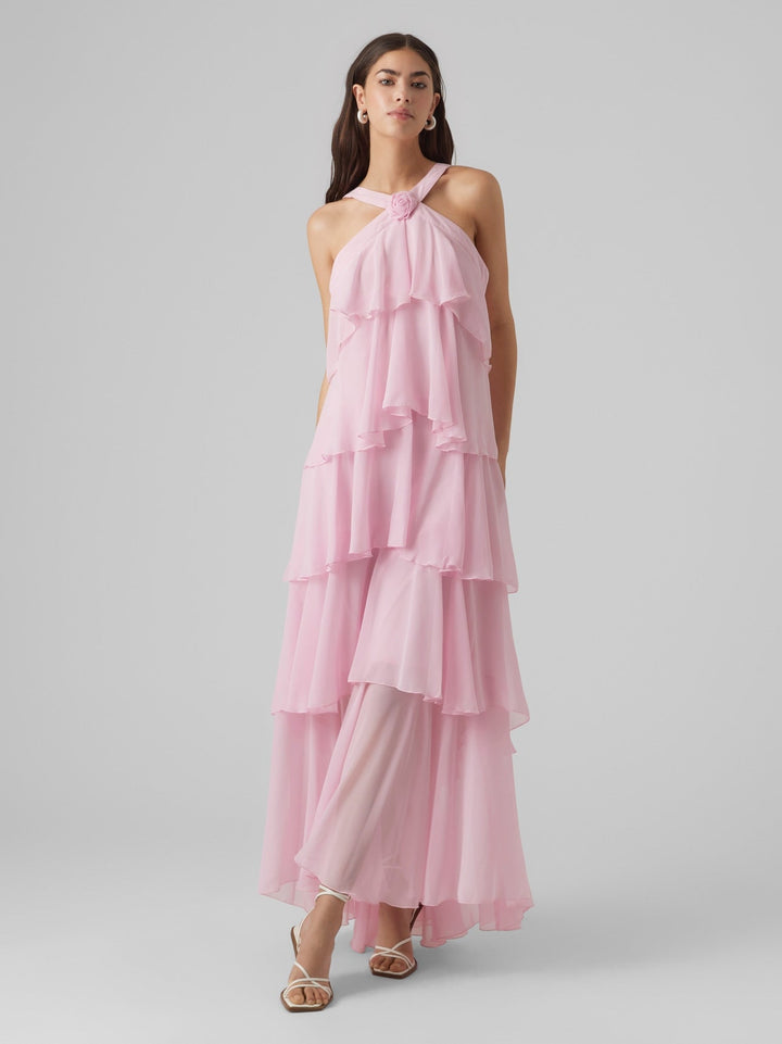 Vera™ | Geschichtetes Pflaumen-Rüsch-Maxikleid