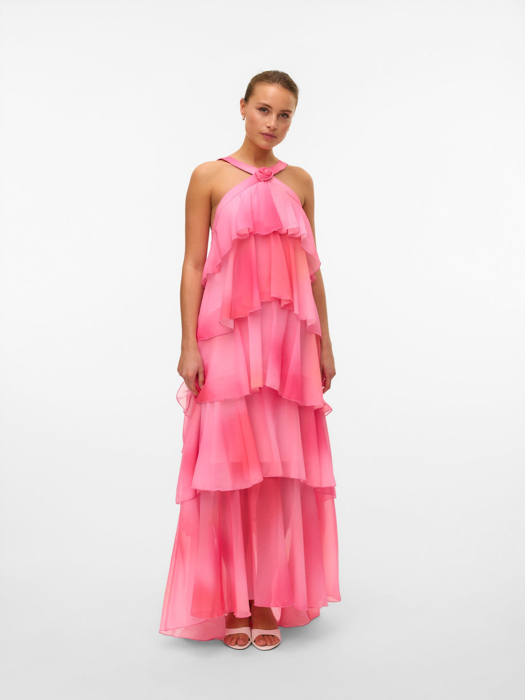 Vera™ | Geschichtetes Pflaumen-Rüsch-Maxikleid