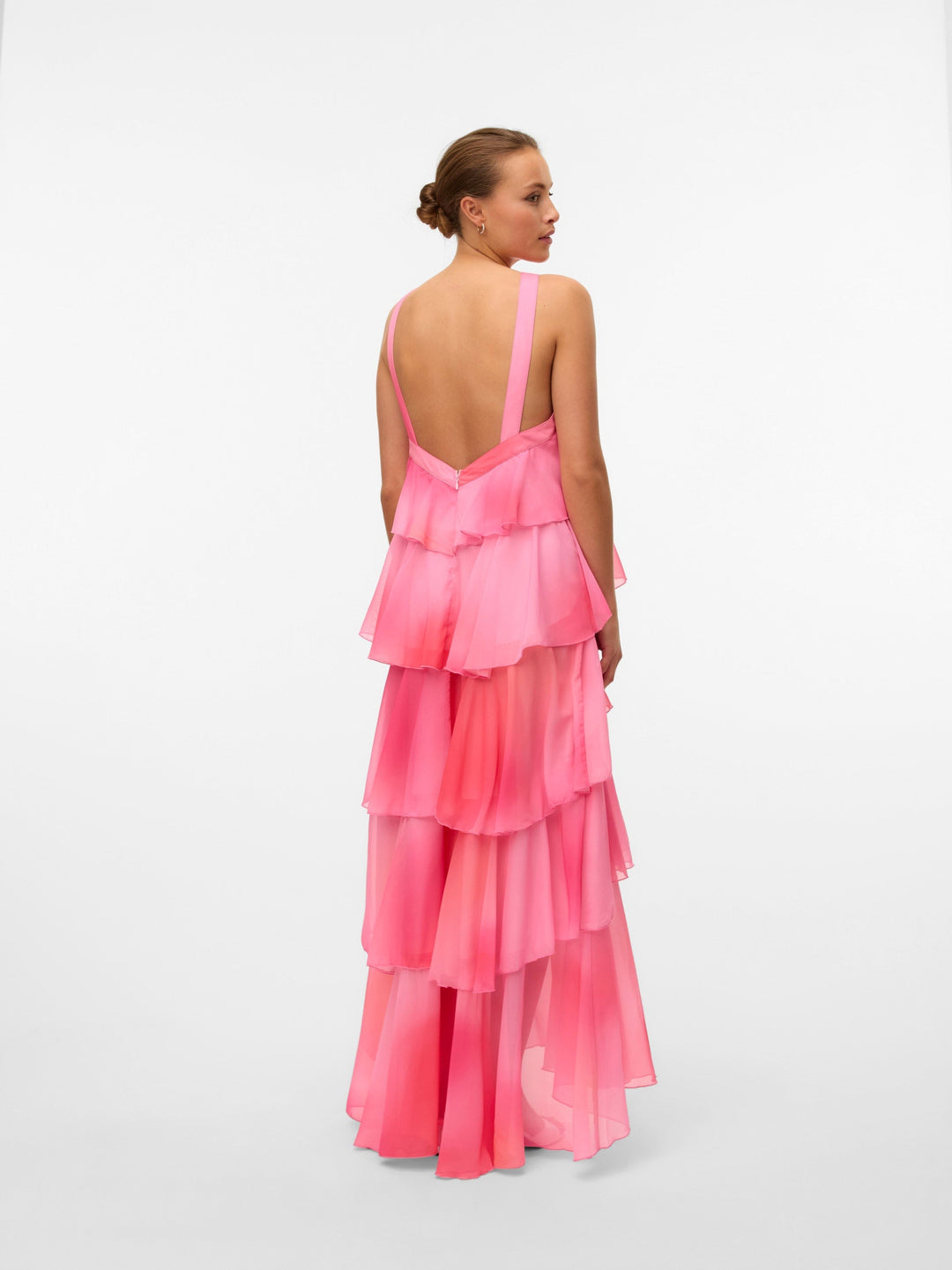 Vera™ | Geschichtetes Pflaumen-Rüsch-Maxikleid