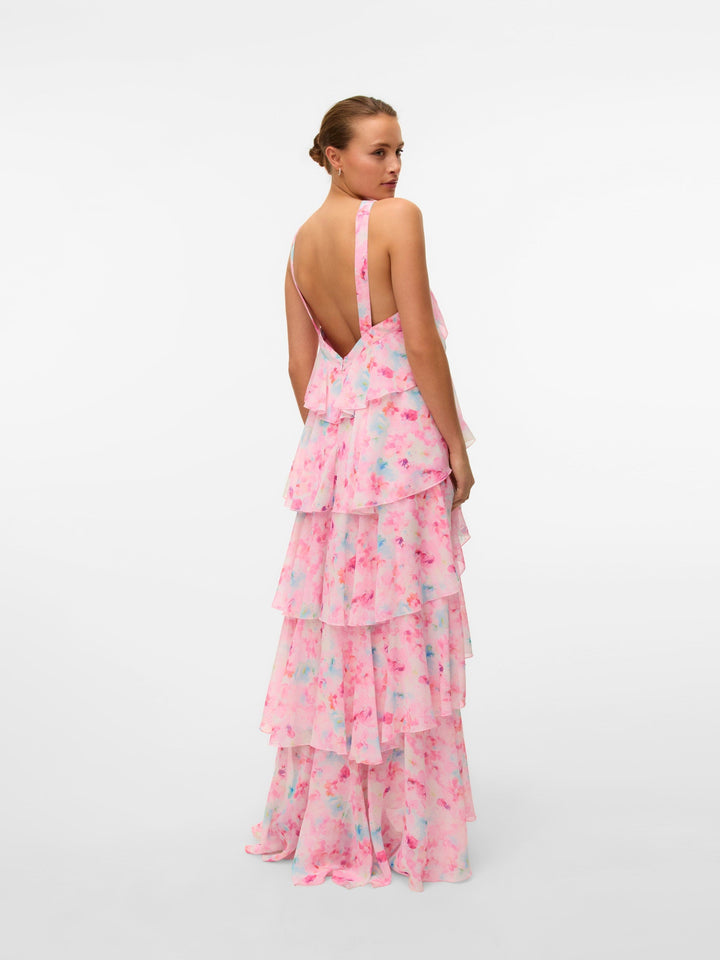 Vera™ | Geschichtetes Pflaumen-Rüsch-Maxikleid