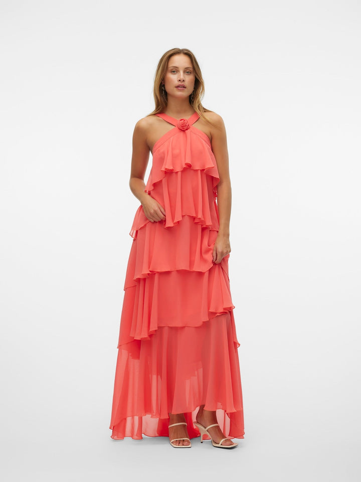 Vera™ | Geschichtetes Pflaumen-Rüsch-Maxikleid