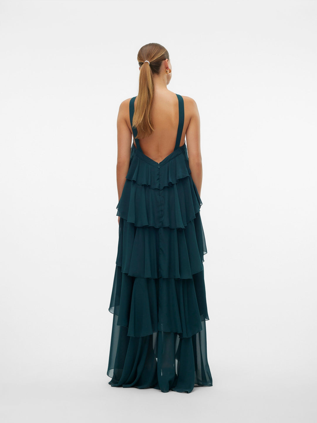 Vera™ | Geschichtetes Pflaumen-Rüsch-Maxikleid