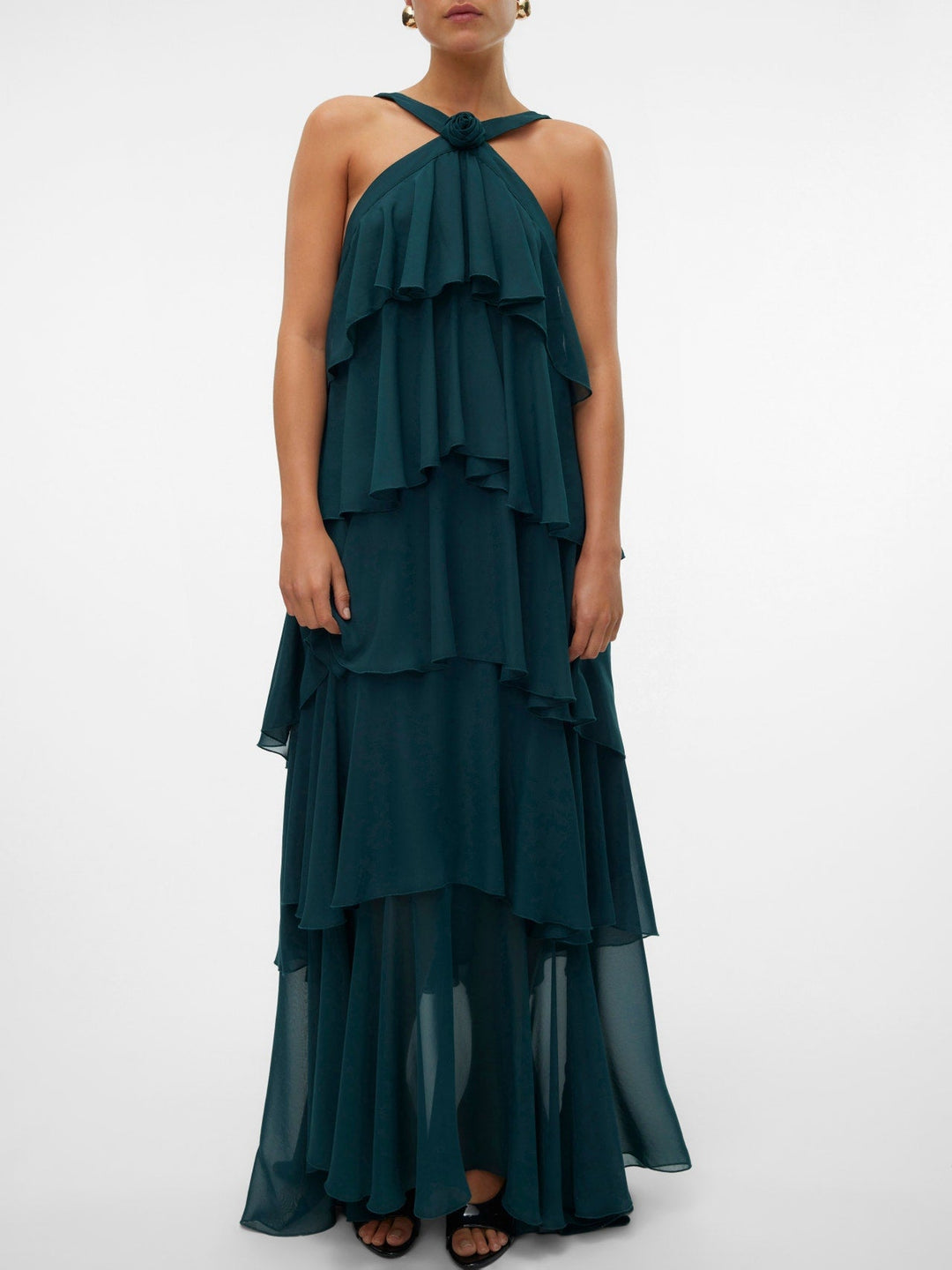 Vera™ | Geschichtetes Pflaumen-Rüsch-Maxikleid