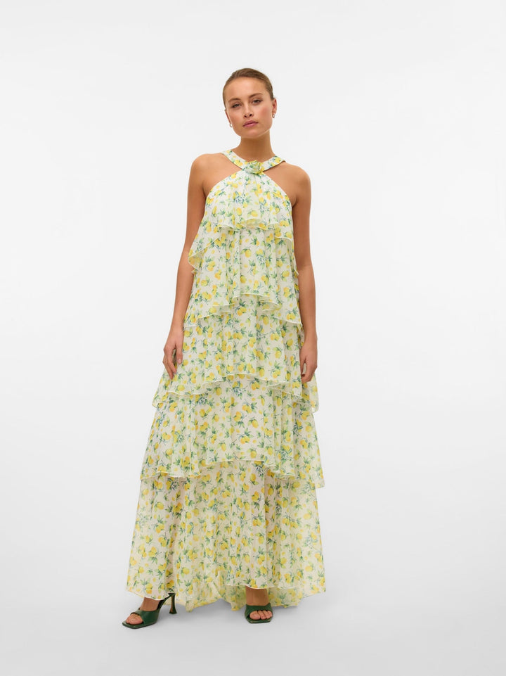 Vera™ | Geschichtetes Pflaumen-Rüsch-Maxikleid