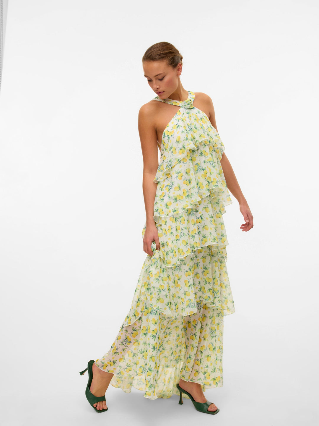 Vera™ | Geschichtetes Pflaumen-Rüsch-Maxikleid