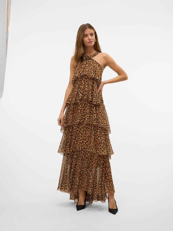 Vera™ | Geschichtetes Pflaumen-Rüsch-Maxikleid