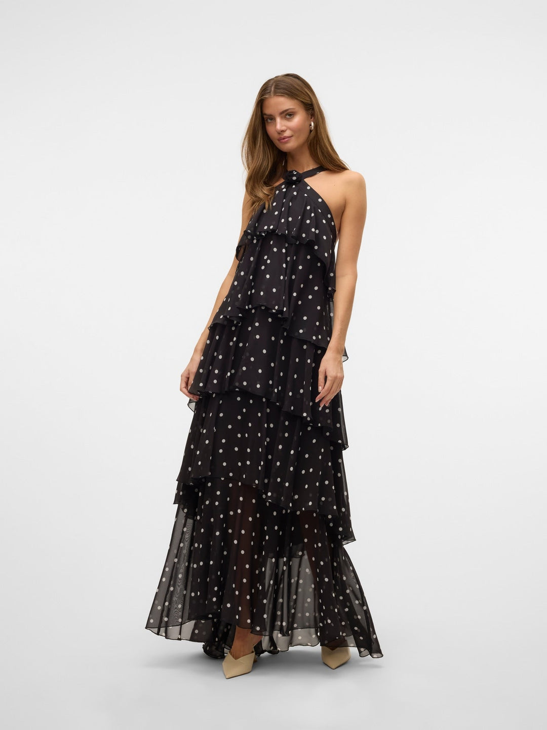 Vera™ | Geschichtetes Pflaumen-Rüsch-Maxikleid