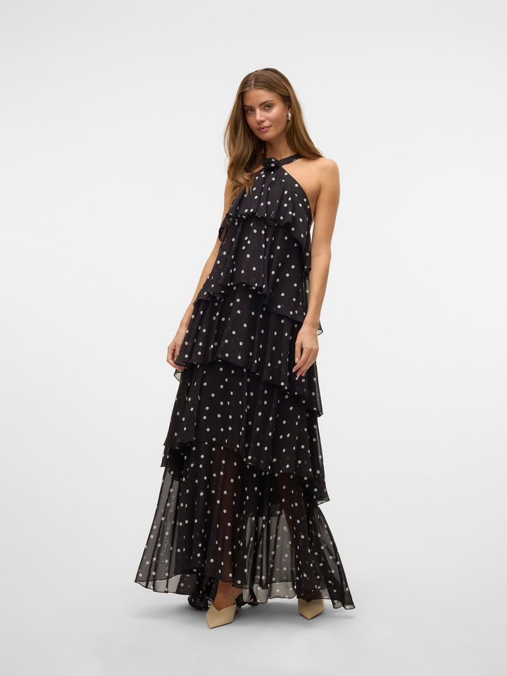 Vera™ | Geschichtetes Pflaumen-Rüsch-Maxikleid
