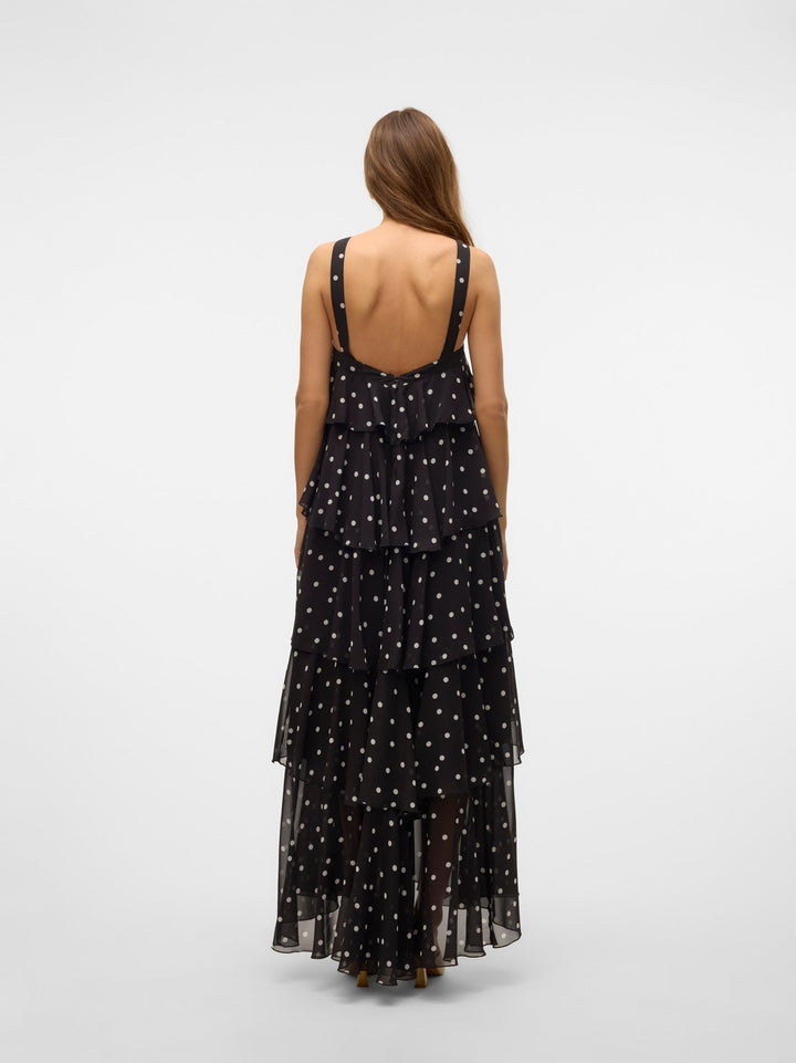 Vera™ | Geschichtetes Pflaumen-Rüsch-Maxikleid