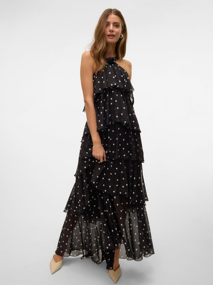 Vera™ | Geschichtetes Pflaumen-Rüsch-Maxikleid